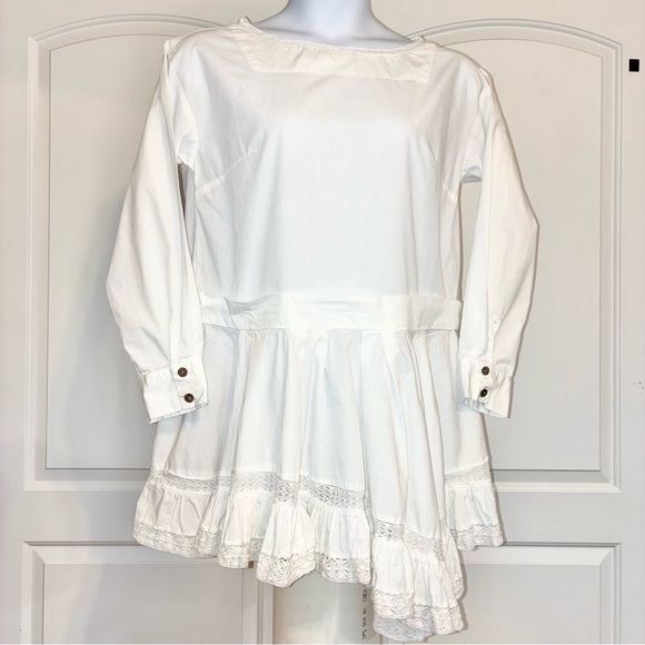 Free Est Free People La Bamba Mini Dress Top White Small Boho Bohemian - Picture 1 of 13